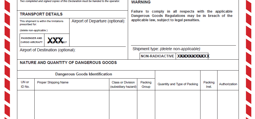 IATA Shippers Declaration